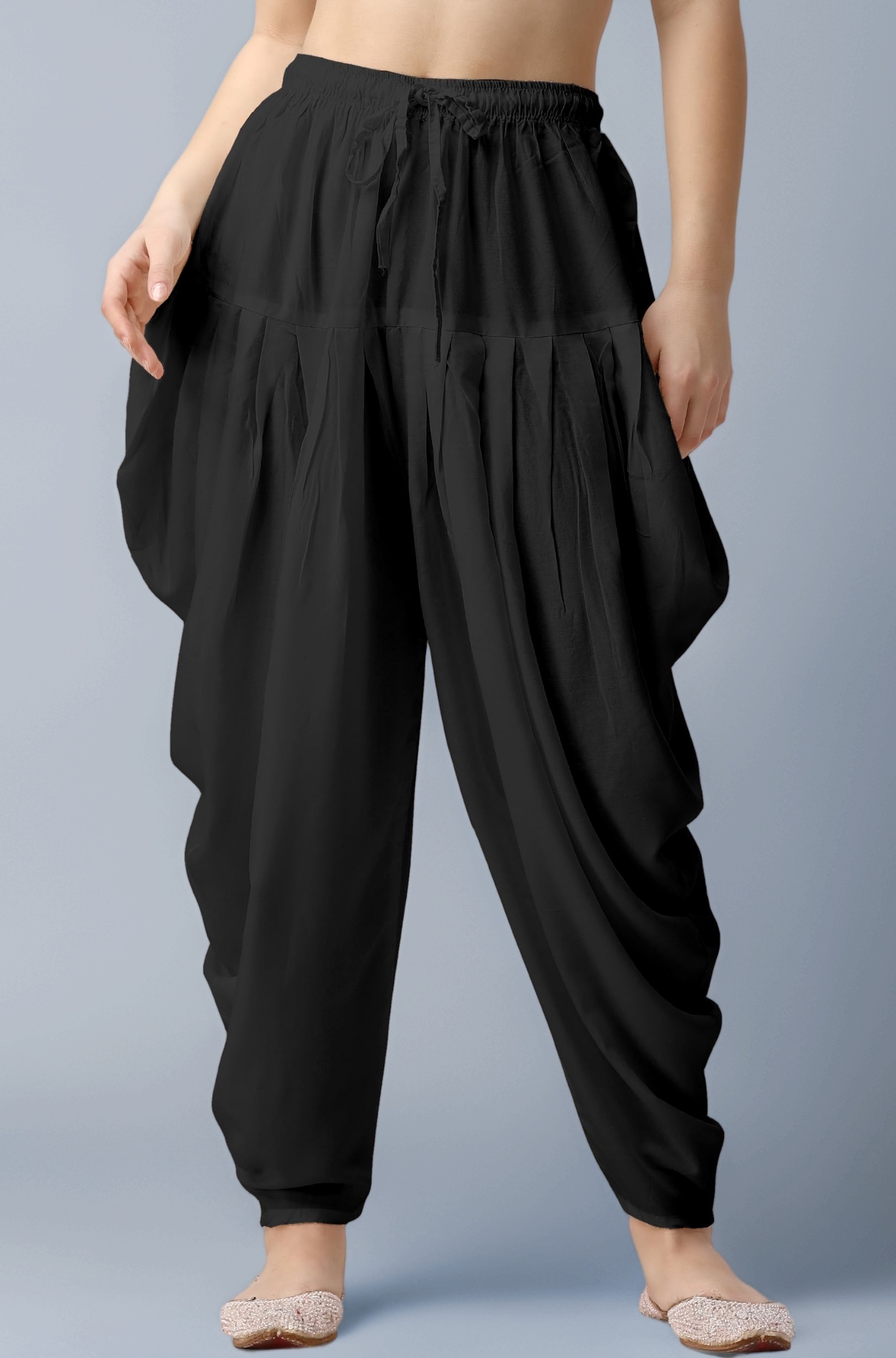 Loose Fit Rayon Dhoti Pant for Women Patiala Slawar Bottom Wear Harem Pants, Waist Free Size (26 Inch to 38 Inch)