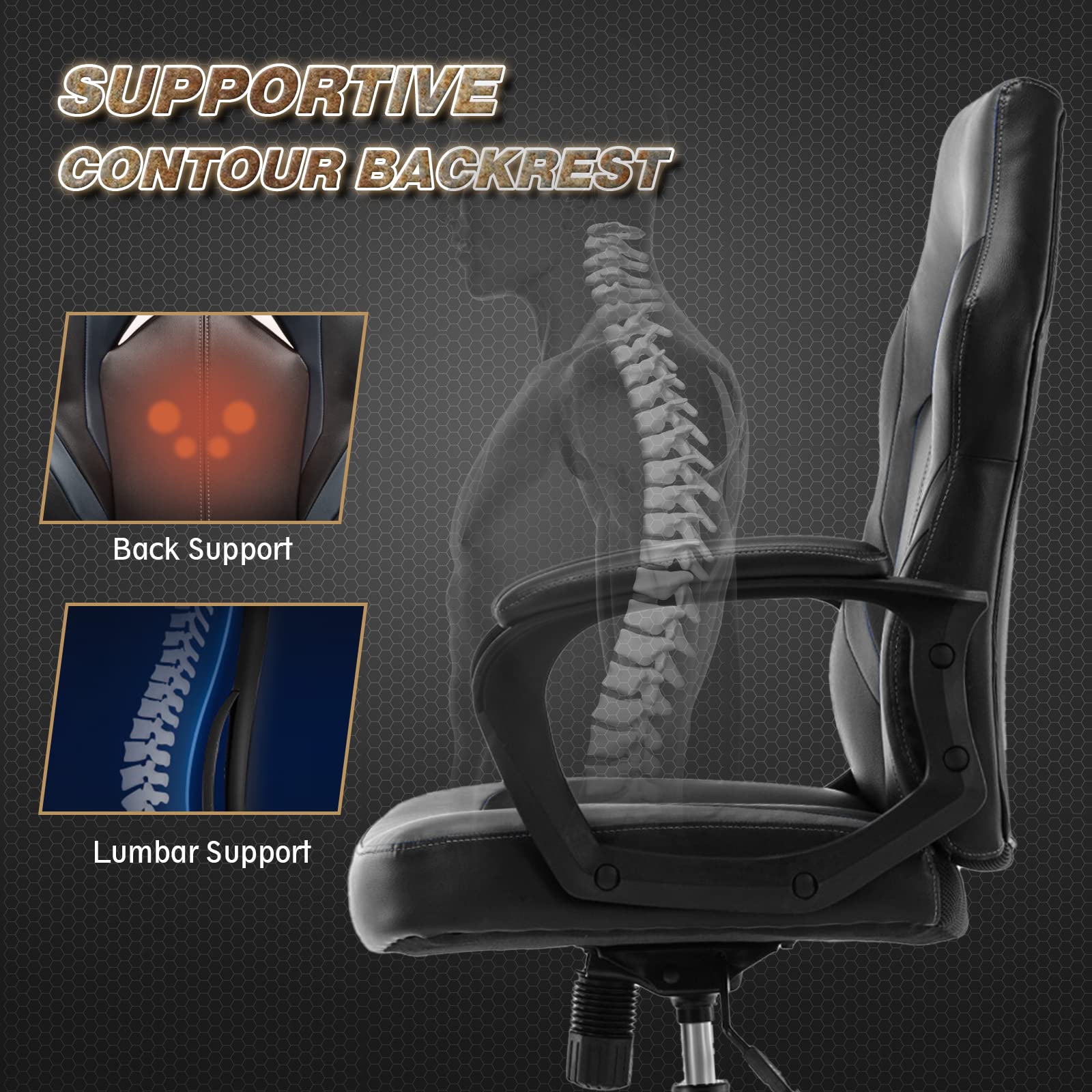 サリサリKMゲーミングチェアOffice Gaming Chair, PU Leather Computer Comfortable