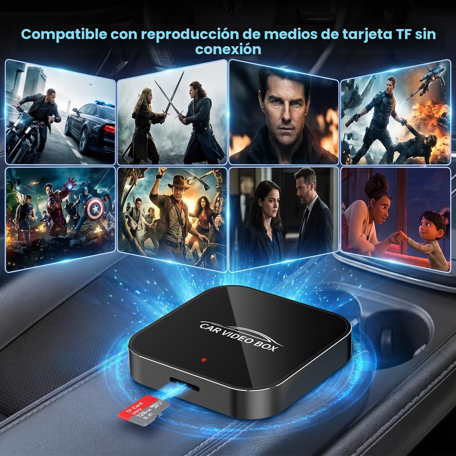 3 en 1 Magic Video Box – Wireless CarPlay & Android Auto Adapter con Netflix, Youtube, TikTok, Soporte para Tarjeta TF, actualización inalámbrica, CarPlay AI Box para vehículos Desde 2016