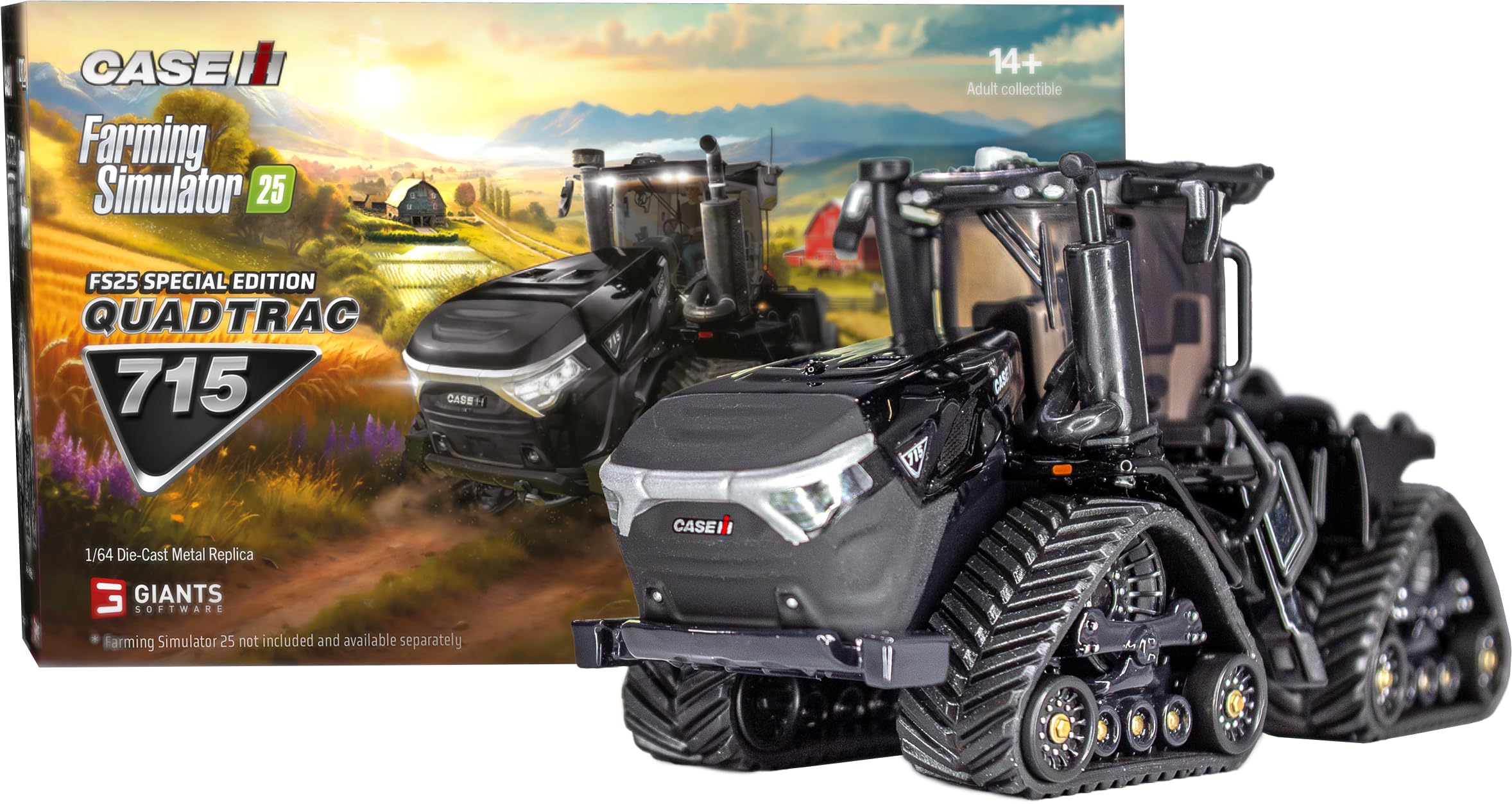 Farming Simulator Case Quadtrac IH Steiger 715 (czarny, symulator rolnictwa, model traktor z kodem zwalniającym, odlew ciśnieniowy, gumowe łańcuchy, model kolekcjonerski, wysokiej jakości wykonanie