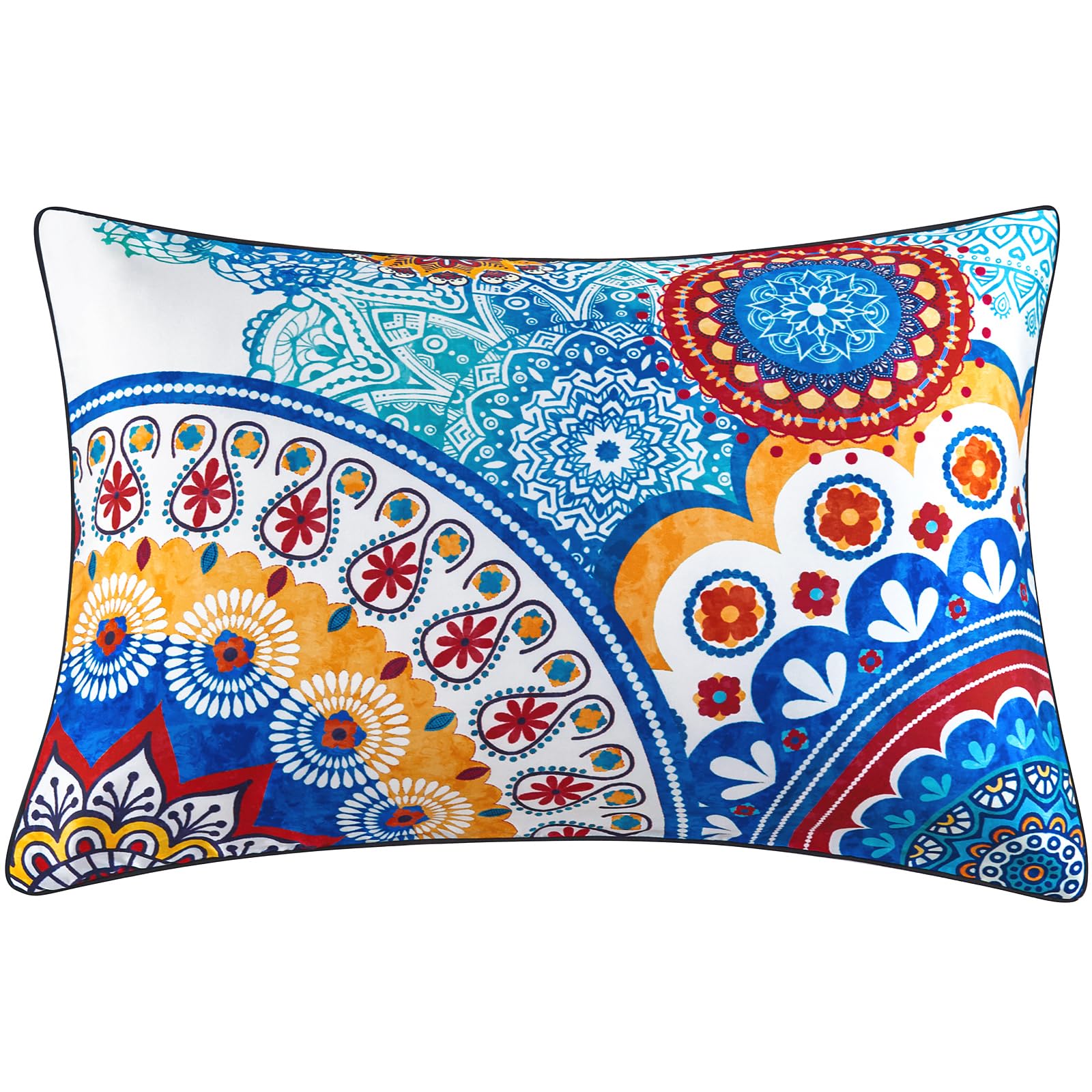 YIYEA Rayon Derived from Bamboo Pillow Case Similar to Silk Smooth Soft Zipper Closure Standard Size Boho