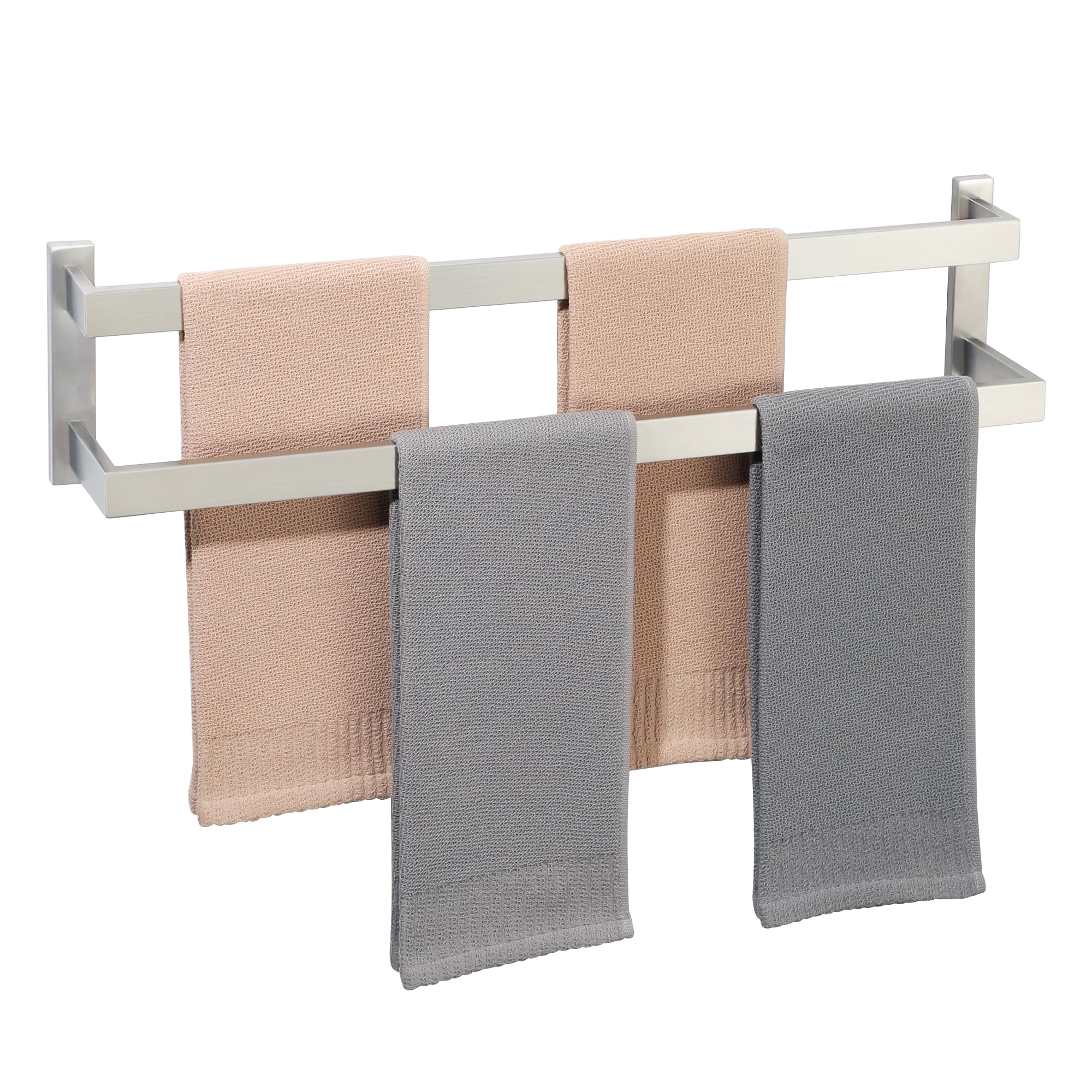 SAYAYO Robuste Porte Serviette Lourd Mural à 2 Niveaux en 304 Acier Inoxydable, Barre de 10mm D’épaisseur Anti-Flexion, Support Porte-Serviettes Antirouille pour Salle de Bain, 70CM Brossé