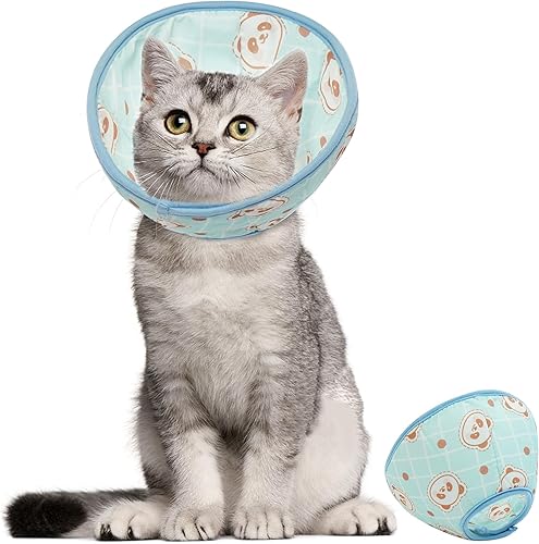 Collar para gatos, cono de gato PUMYPOREITY para dejar de lamer, collar calmante para gatos, cono suave para gatos, collares y conos de recuperación
