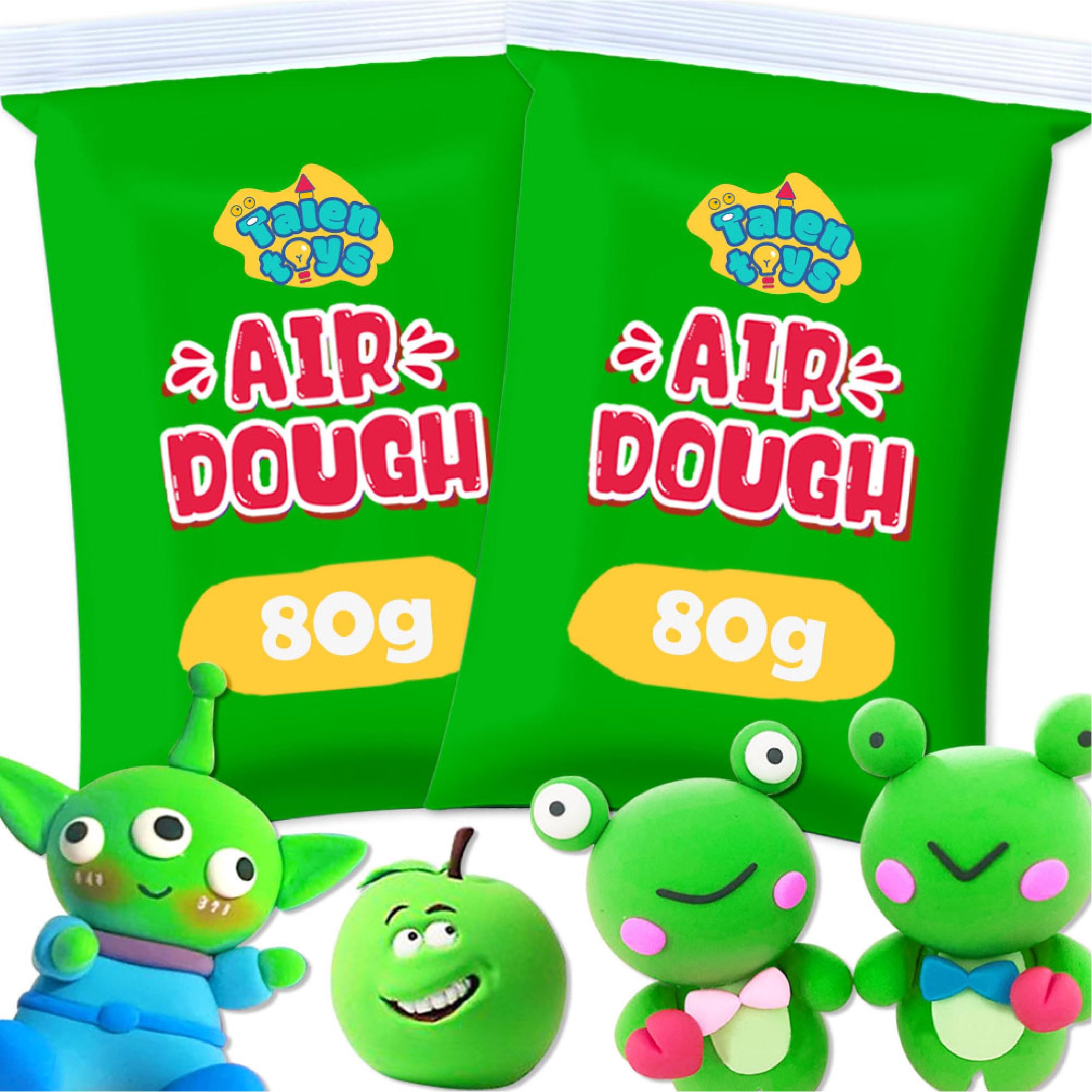 AIR DOUGH 160G Recarga Plastilina Niños Arcilla Polimérica Arcilla Secado Al Aire Juego Plastilina 2 3 4 + Años Arcilla Polimerica Secado Al Aire Pasta Modelar Air Dry Foam Clay Regalo Niños - Verde