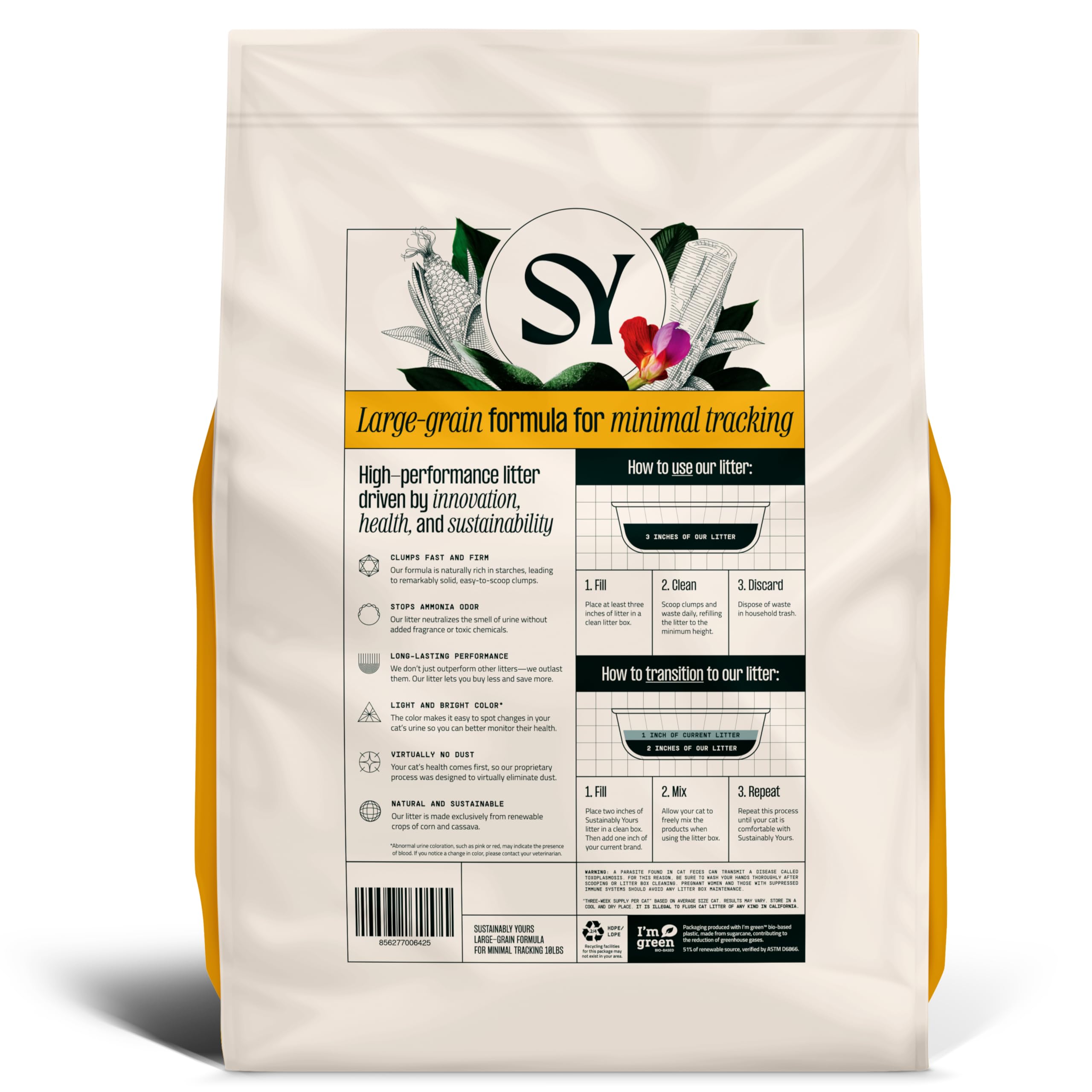 Sustainably Yours Katzenstreu Natur, große Körner, 4,5 kg