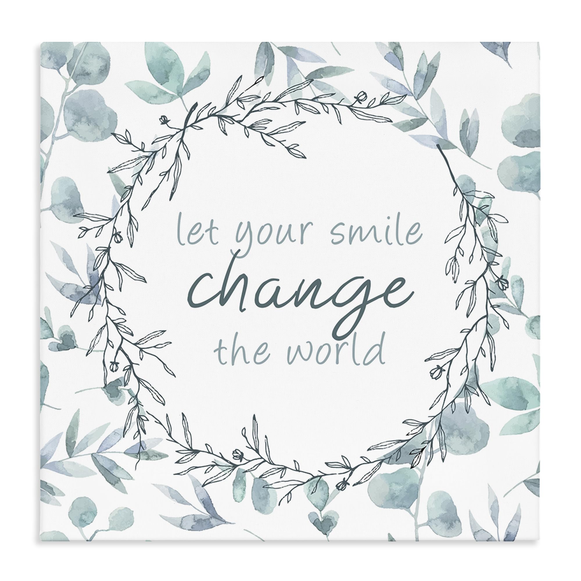 Stupell Industries Let Your Smile Change World 'Smile Change The World', Canvas Art, 24 X 24 Inches, Easy To Hang And Sturdy, Made In Usa, By Kim Allen