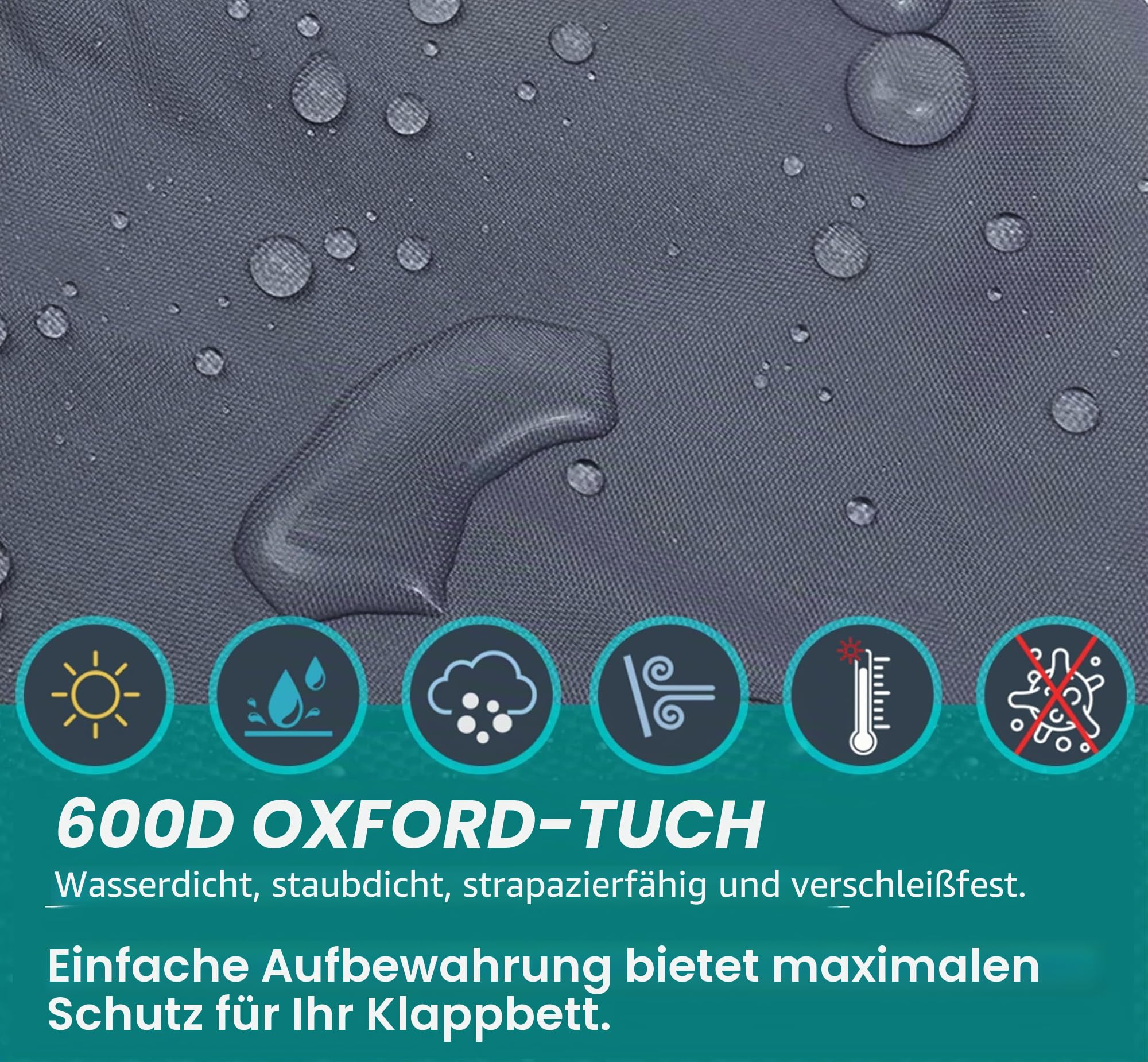 WES Klappbett Staubdichte Abdeckung Schutzhülle für Innen Außen Verstellbar Wasserdicht Protector Multifunktionale Abdeckung (Grau)