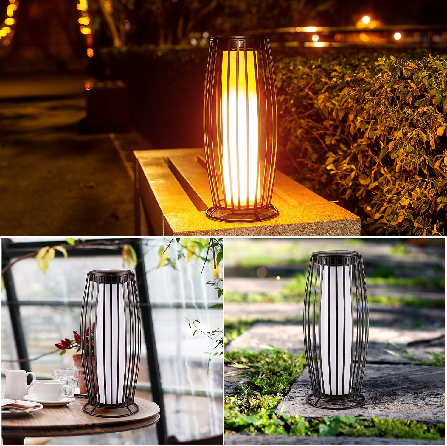 Nenrent Outdoor Floor Lamp Garden Solar Flame Lights Interior Lighting Decoration with USB/Solar Charge,Landscape Torch Metal/Waterproof Lights for Garden Yard Patio Pathway Party : Tools & Home Improvement