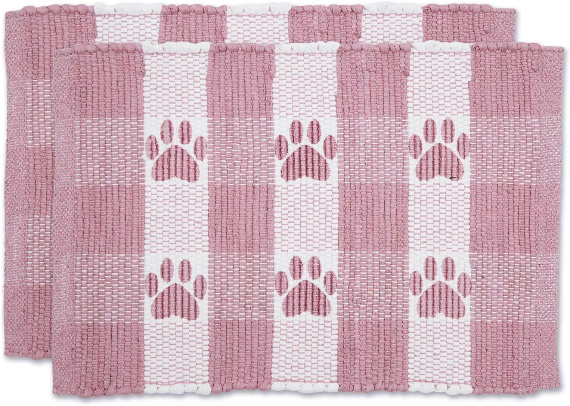 Bone Dry Pet Food Mats Collection Buffalo Check, 12x18, Rose, 2 Piece