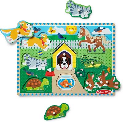 Melissa & Doug – Puzzle en Bois Thème Animaux De Compagnie 8 Pièces – Puzzle Enfant – Jeu Montessori – Jouet en Bois – Jouet D’Activité, De Développement Et d’apprentissage – Cadeau Enfant 2 Ans Et +