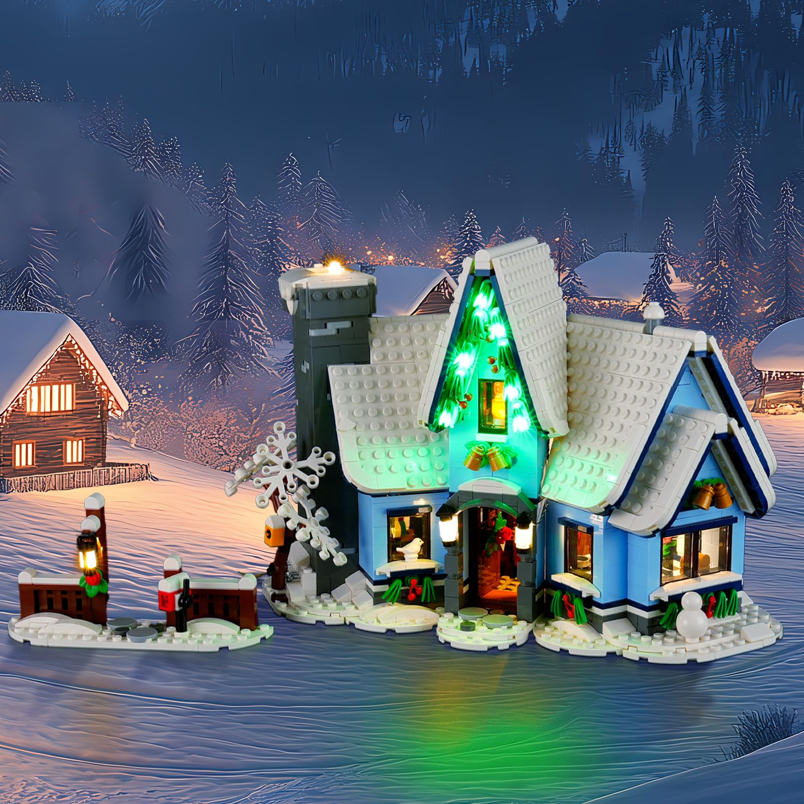 BRIKSMAX Kit d'éclairage 2.0 pour la visite du Père Noël – Éclairage LED innovant compatible avec Lego Christmas 10293 Set (non inclus)