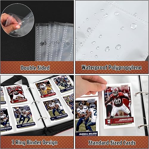 Miniatura 4 de Carpeta de tarjetas de fútbol de 400 bolsillos,Estuche de exhibición de tarjetas de intercambio de fútbol,Fundas para tarjetas de fútbol