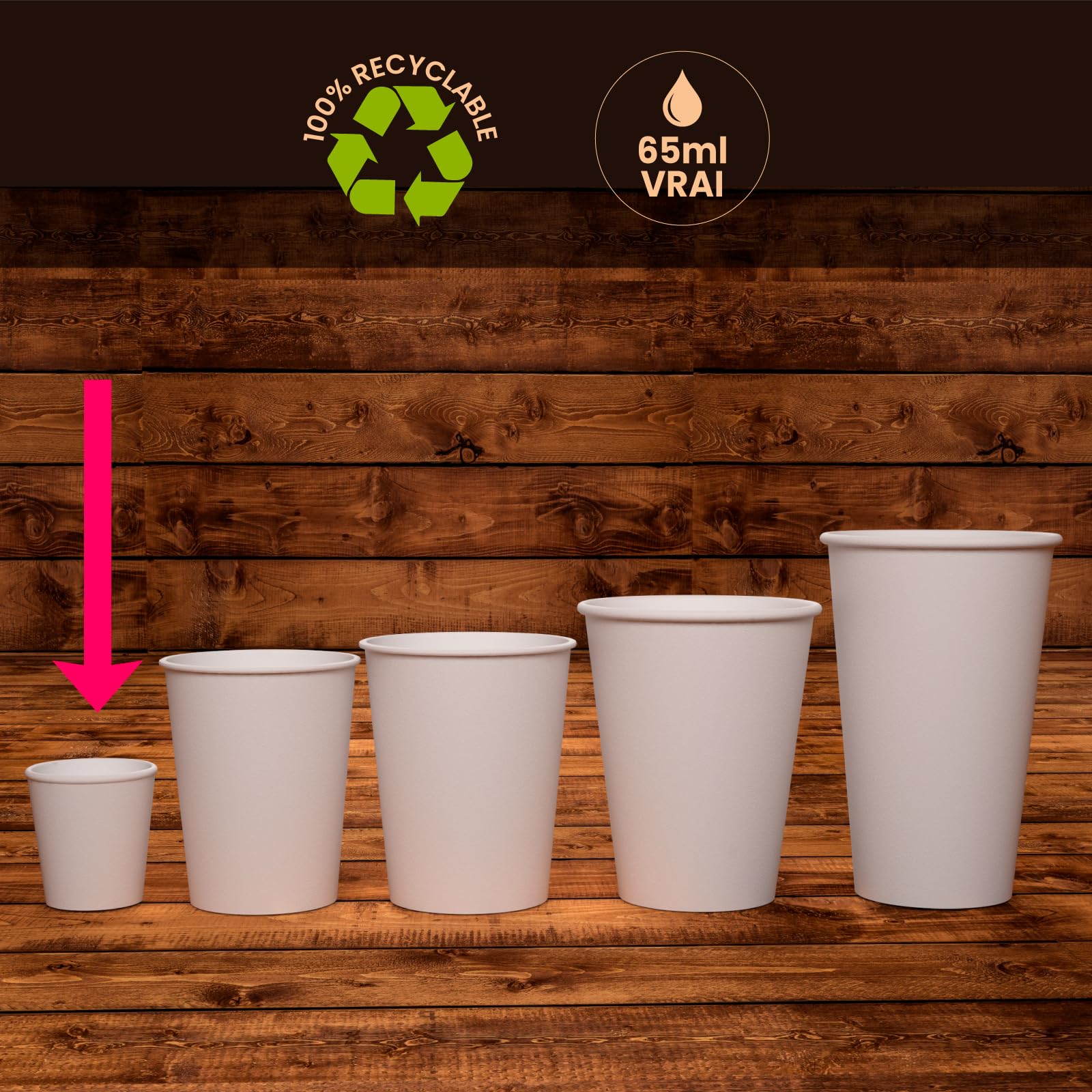 Eurocali 1000 Gobelet à Café en Carton, Écologique et Jetables, Idéal pour Espresso, Résistant à la Chaleur, 65ml