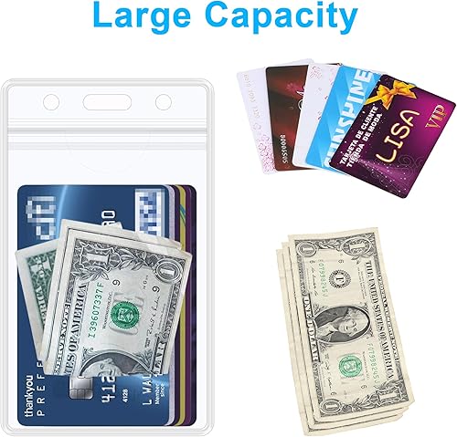 Miniatura 5 de Wisdompro Soporte para tarjetas de identificación con carrete retráctil, paquete de 2 portatarjetas de identificación transparente vertical de doble