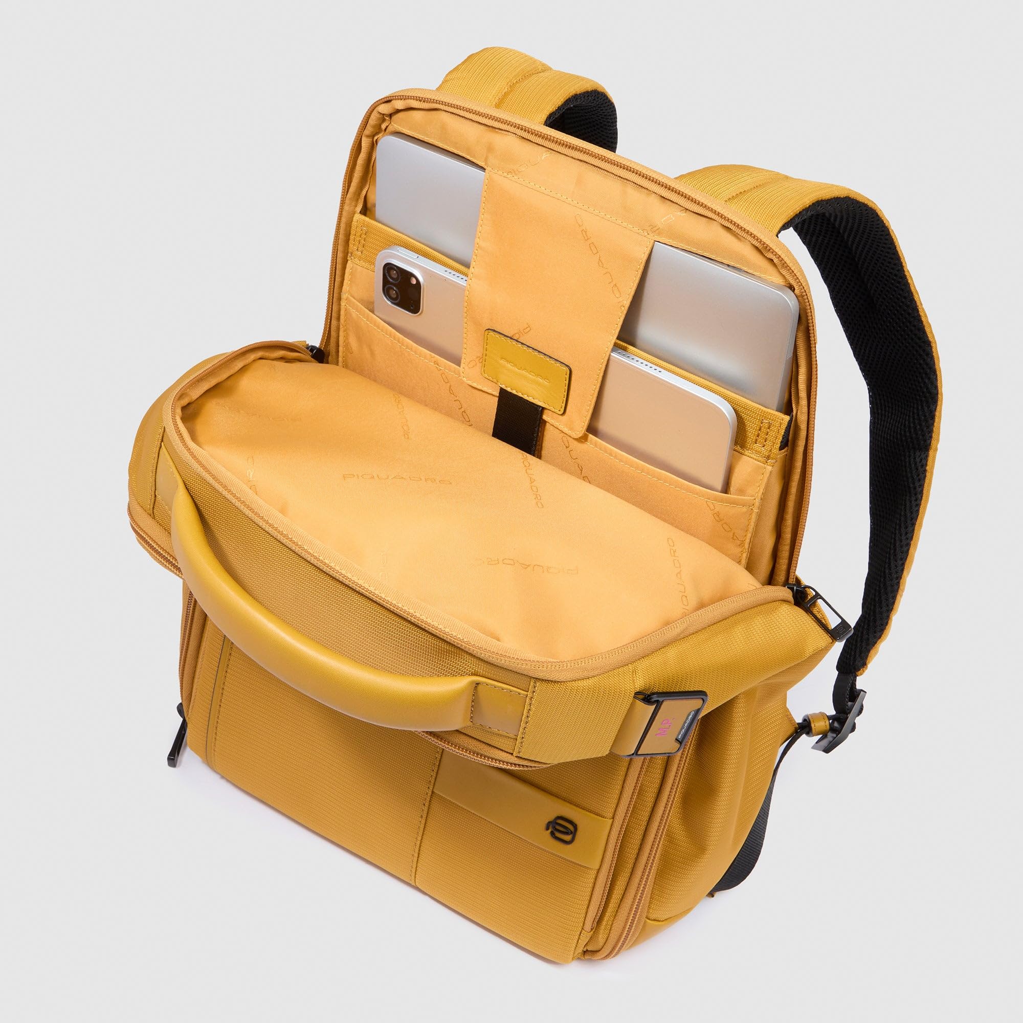 PIQUADRO – Zaino - Porta PC 14" - In Pelle e Tessuto Tecnico – Elegante e Funzionale – Uomo
