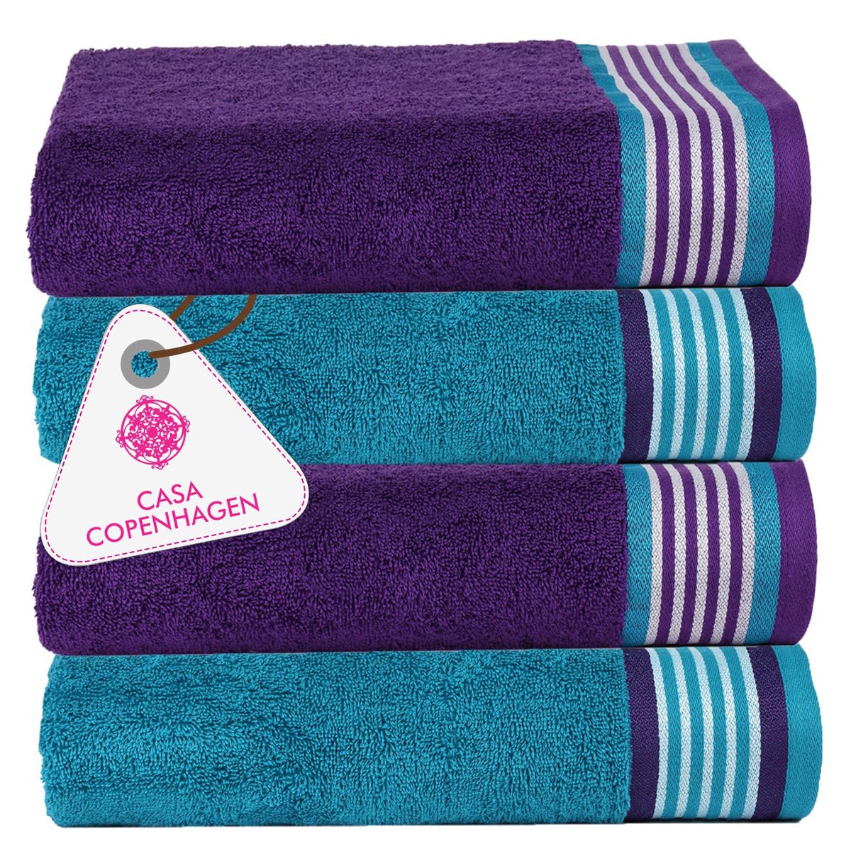Toallas de baño de algodón Casa Copenhagen He & She, set de regalo de 4 piezas de lujo