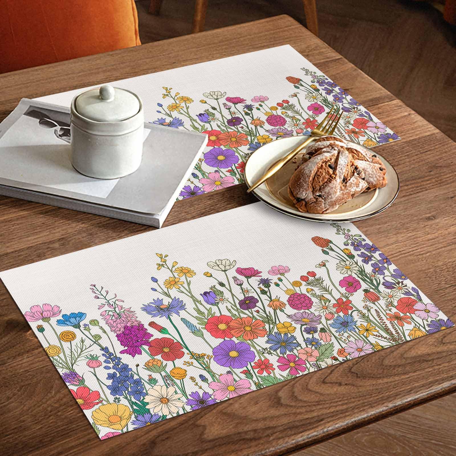 Amazon.com: Placemats Set of 6, Wildflower Place Mats Herb Flower