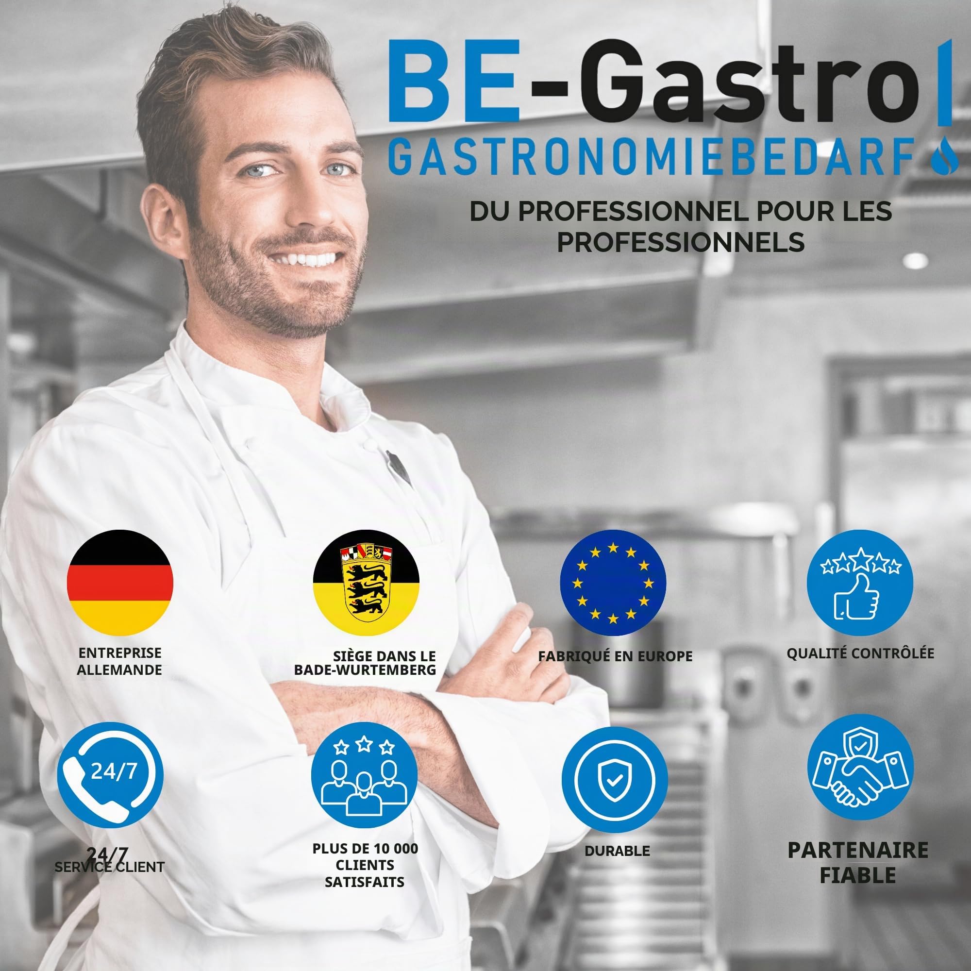 BE-GASTRO Tuyau de Douche Professionnel 120 cm I Robinet et Douchette Industriels AG Standard 1/2" - Pour Vaisselle/Douche Gastronomique 1200 mm
