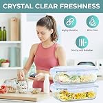 Razab 6.5 Coupes / 52 Oz 2 Emballage Grand récipient en verre Entreposage alimentaire avec lids - Conteneur de préparation pour repas grand format, sans BPA et étanche, idéal pour la dinde rôtie, magasin laissé - Micro-ondes & Sûre