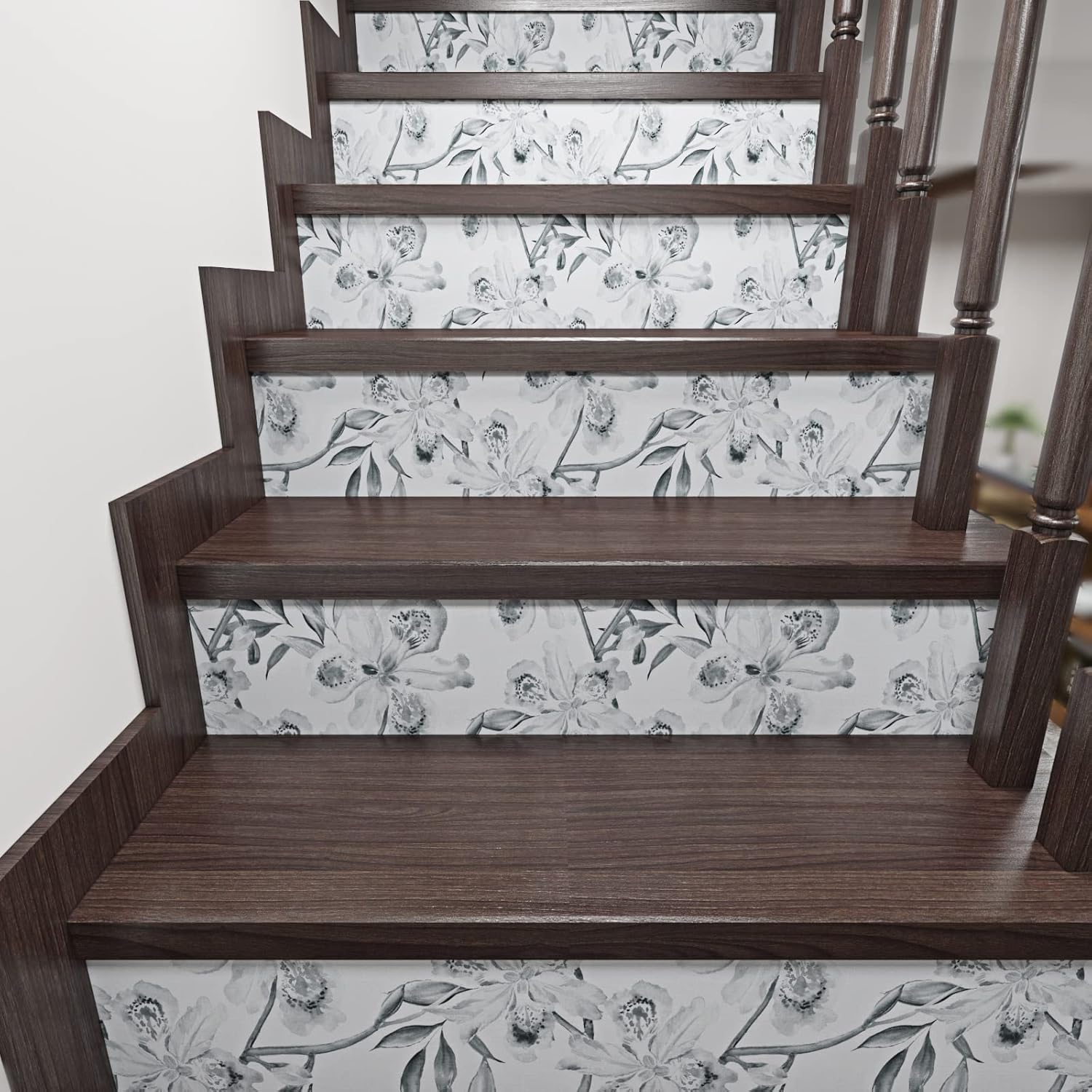 ReWallpaper Grey Floral Wallpaper Peel and Stick for Bedroom Bathroom 17.5in X 23ft Neutral Iris Floral Contact Paper for Cabinets Self Adhesive Removable Farmhouse Wall Paper Wall Decor Living Room