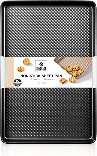 Miniatura 21 de HONGBAKE Paquete de 2 bandejas de un cuarto de hoja para hornear antiadherentes, bandeja de galletas comerciales para hornear con superficie