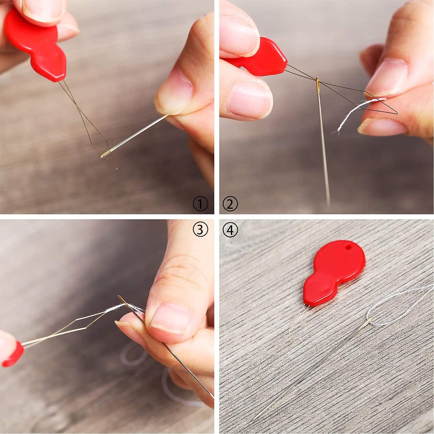 Eboot 20 Pieces Gourd Shaped Plastic Needle Threaders Plastic Wire Loop Hand Machine Sewing Tool with Clear Box for Sewing Crafting Knitting Craft Quilting DIY Art Color Random Assorted Colors