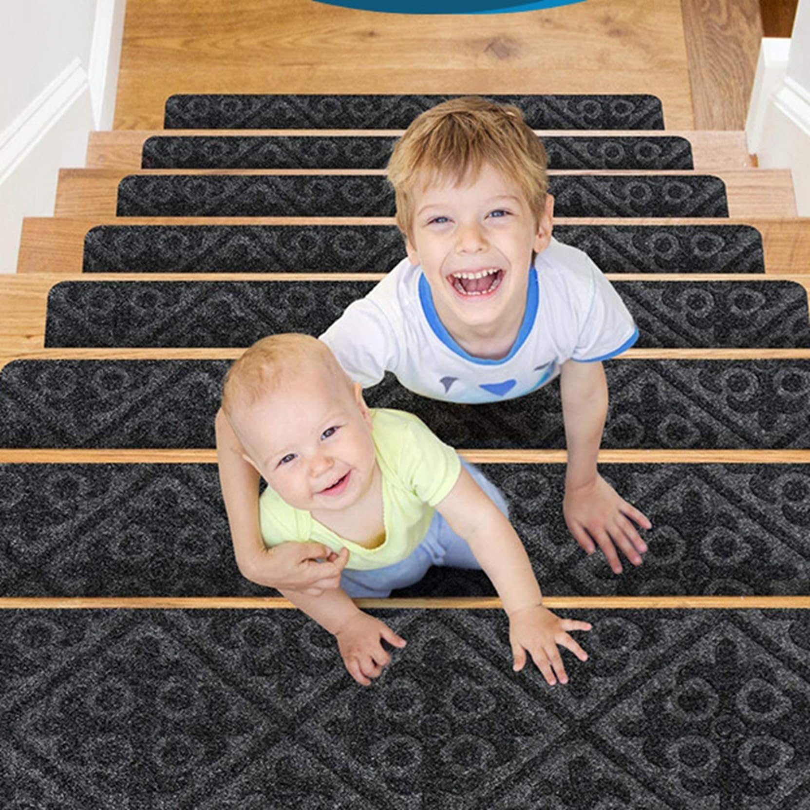 洗える15枚入り階段マット 階段用滑り止め幅広タイプ