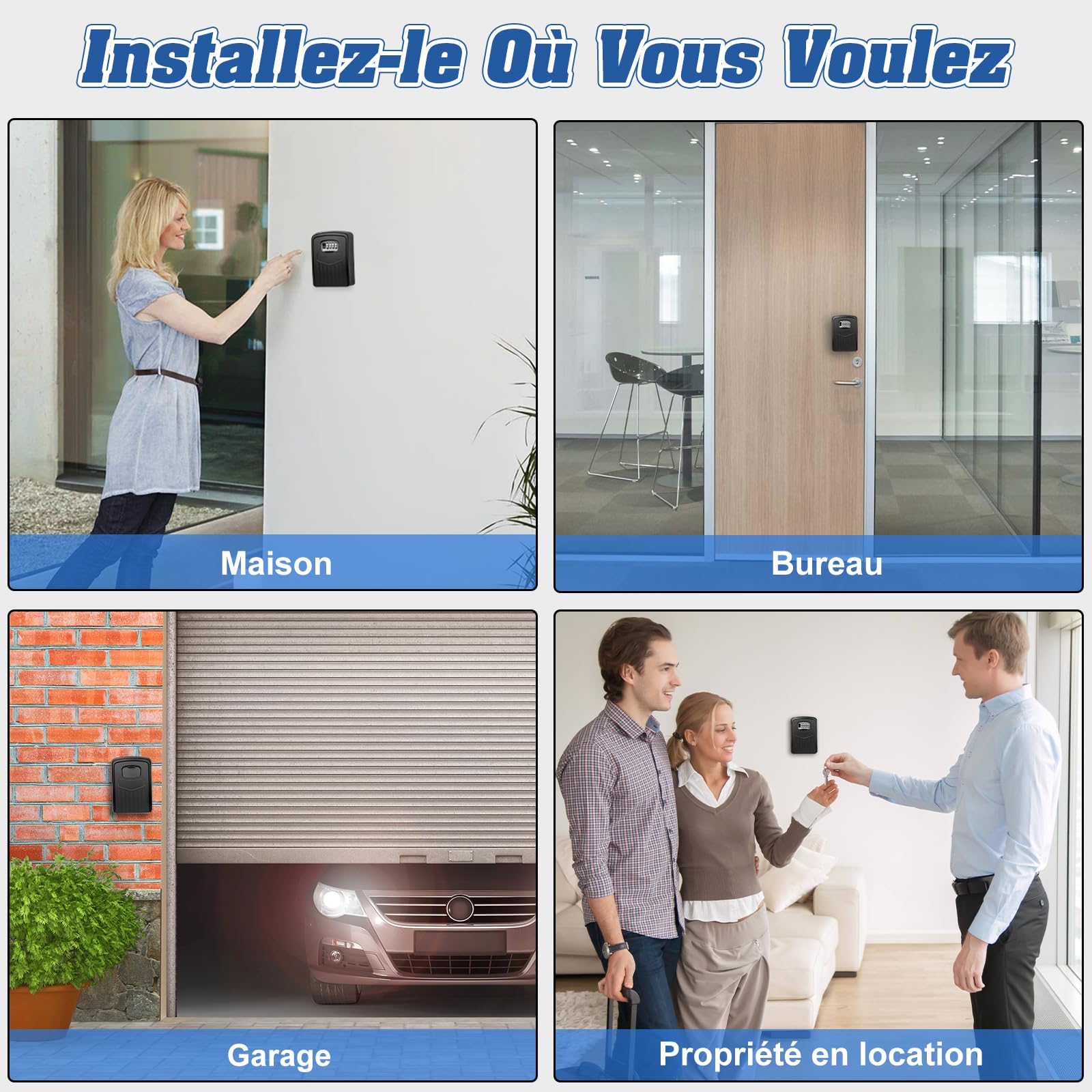 Boite à Clé Sécurisée, Supérieur Grand Clés Boîte, Coffre à Clé avec Code Numérique à 4 Chiffres, Boite a Clef Mural Sécurisé pour Intérieur Extérieur Maison Bureau Garage École Gymnase (Noir)