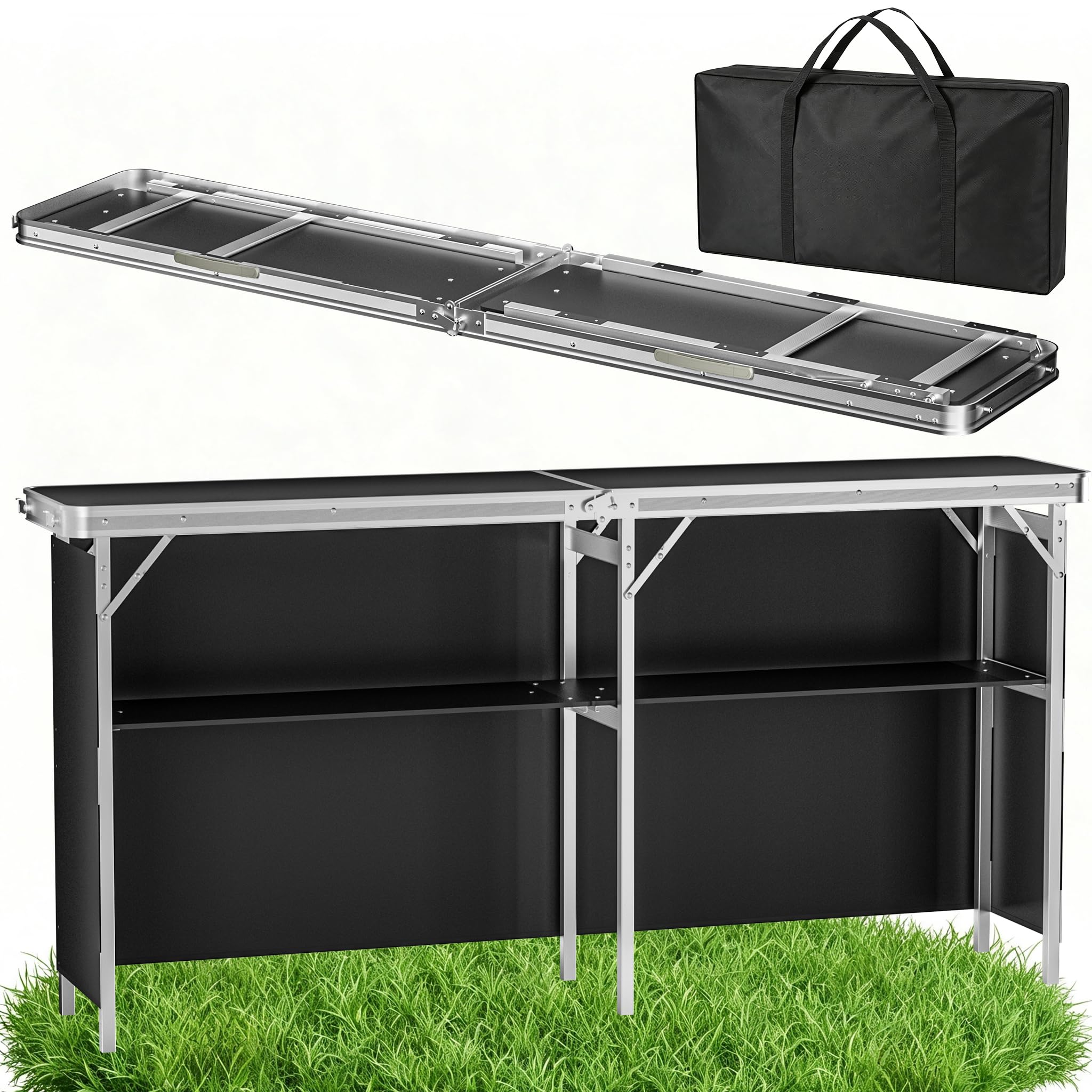 AufuN Tragbare Messetheke Messetresen Faltbarer Campingtisch aus Aluminium