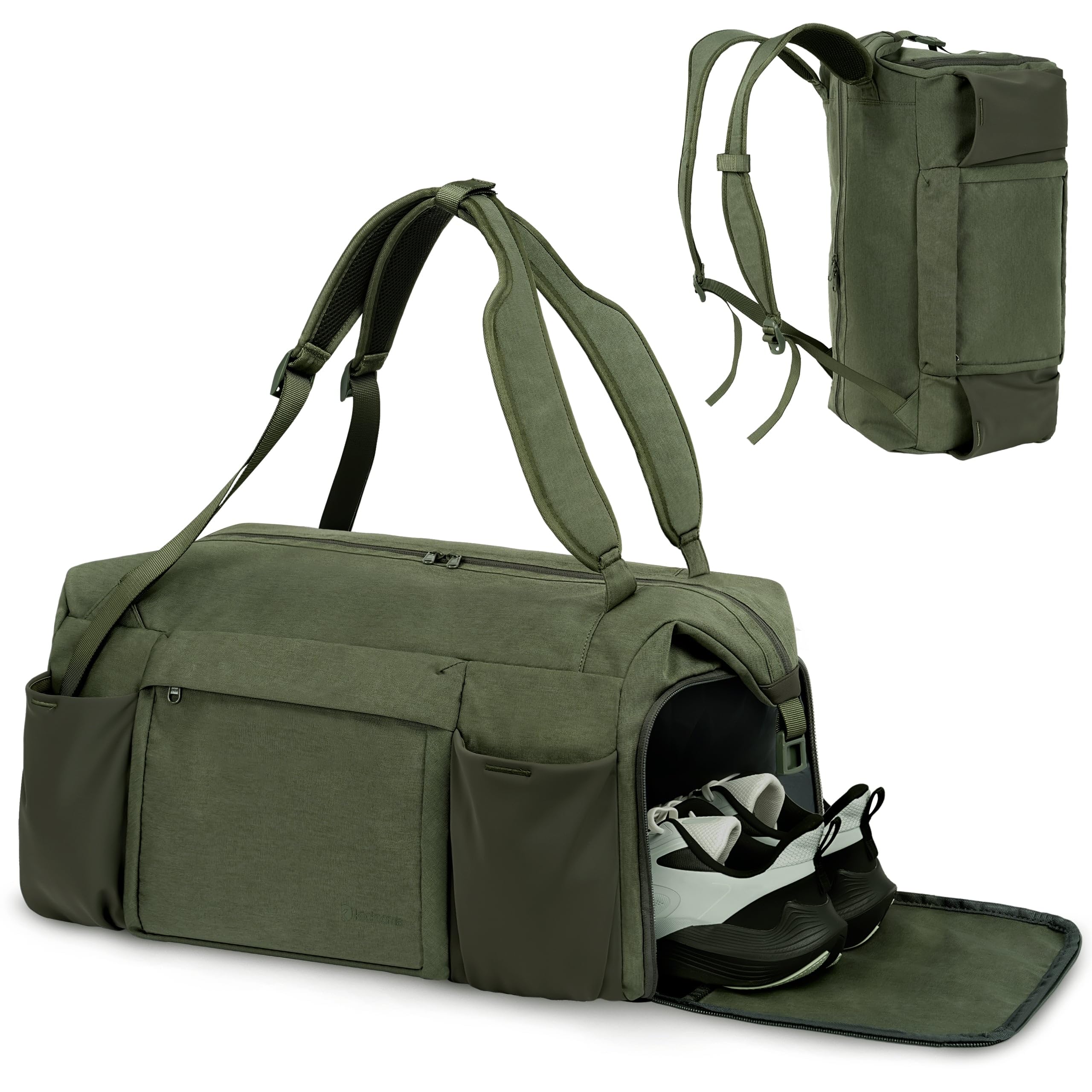 Kookoomia Gym Bag for Men with Shoes Compartment and Wet Pocket Convertible Duffle Bag and Gym Backpack Waterproof Sports Bags for Men with 2 Bottle