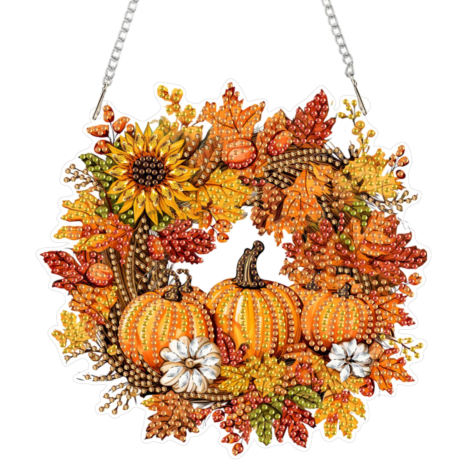 SENQAO Kit da appendere per Halloween, per adulti e principianti, fai da te in acrilico 5D a forma speciale di cristallo con gemme di cristallo, ornamento da appendere per la decorazione della parete