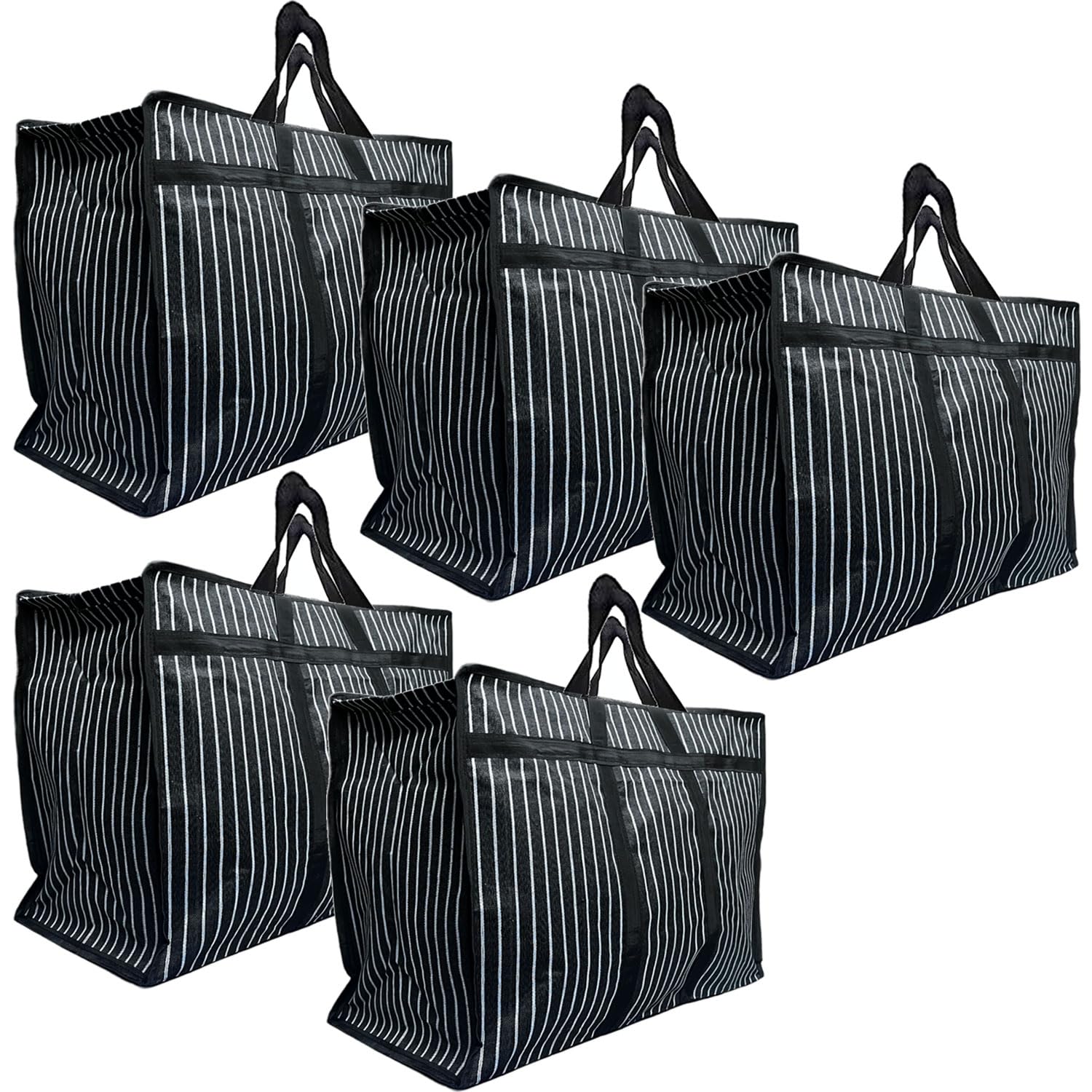 EVK® Multipurpose Large Big Heavy Duty Toy Clothes Files Picnic Shopping Storage Organizer Grocery Vegetable Canvas Reusable Shopper Bag with Strong Handles and Base with Zip (Pack of 5)