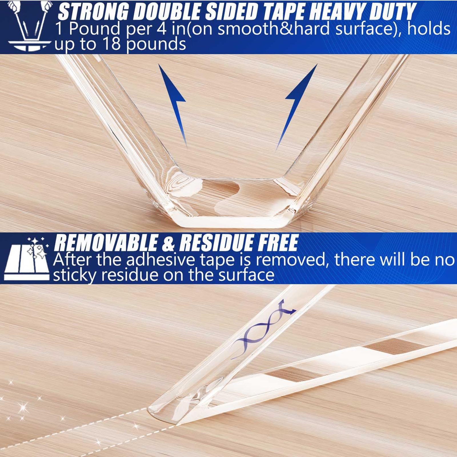 betensh 30m Double Sided Carpet Tape Heavy Duty Removable Reusable Traceless Transparent Strong Nano Mounting Tape for Carpet Photos Wall Posters Kitchen car - Image 4