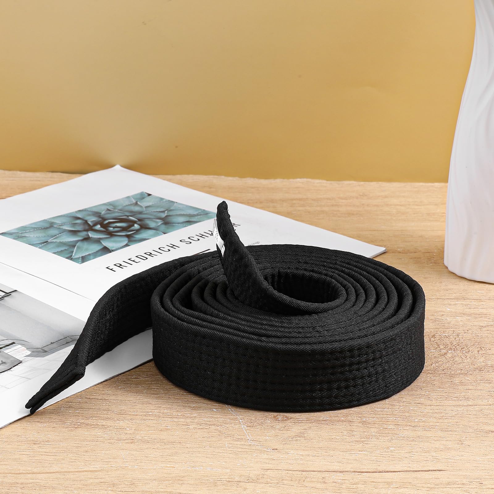 Ceinture de jiu jitsu de 280 cm de long et 4 cm de large - En coton résistant - Pour sports de combat, judo, karaté et lutte - Noir