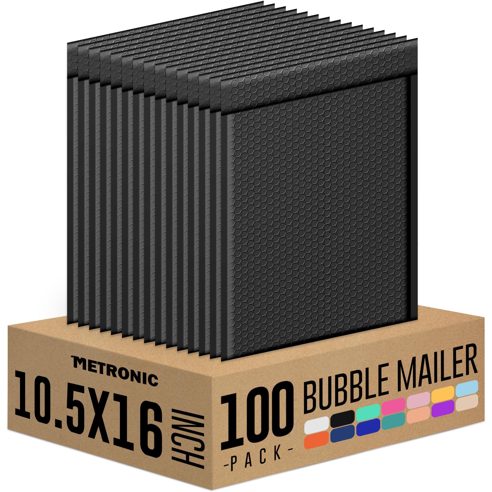 Metronic Bubble Mailers 10.5X16 Inch 100 Pack Black Padded Envelopes Bulk