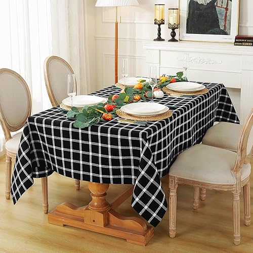 Chassic Mantel rectangular suave de 60 x 84 pulgadas, tela lavable y resistente a las arrugas, mantel a cuadros para mesas de comedor, fiestas de