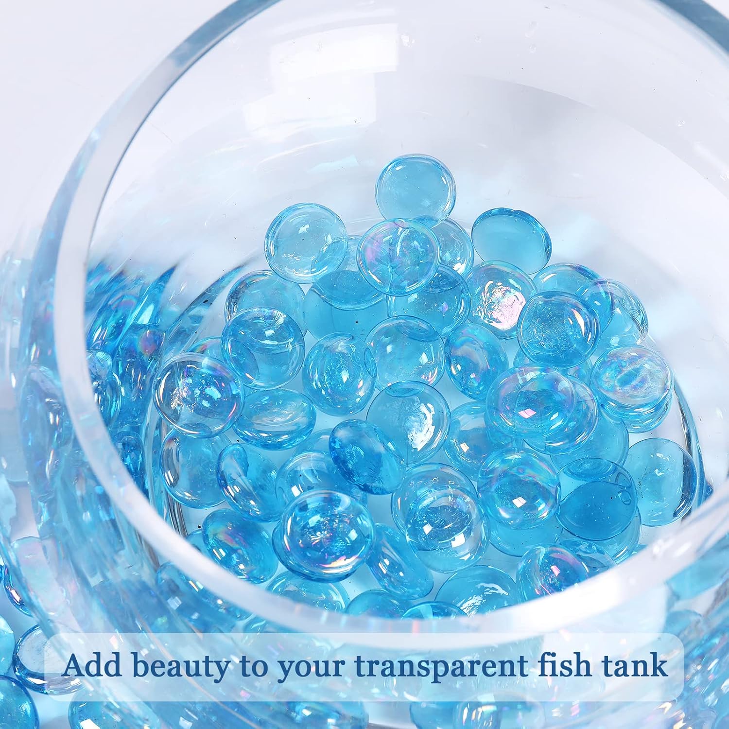 10LB Fire Glass Beads Flat Glass Marbles for Outdoor Fire Pit and Fireplace, Glass Gemstones for Vase Filler, Aquariums, Home Decor and Christmas DIY Craft (5LB Turquoise+ 5LB Cobalt)