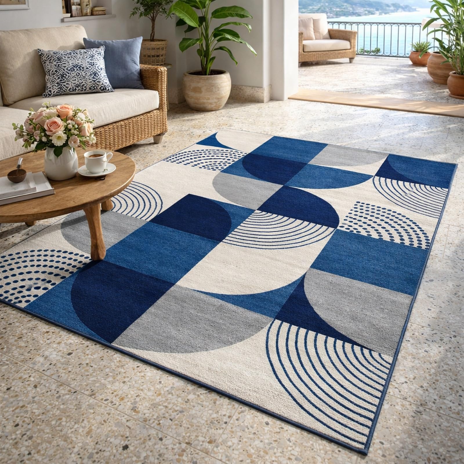 Tapis de salon moderne bleu foncé pour une ambiance de chambre cosy