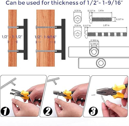 Miniatura 4 de Ravinte Paquete de 40 tiradores cuadrados de 6 pulgadas de acero inoxidable negro mate para cajones de cocina, manijas de gabinete de 6 pulgadas de