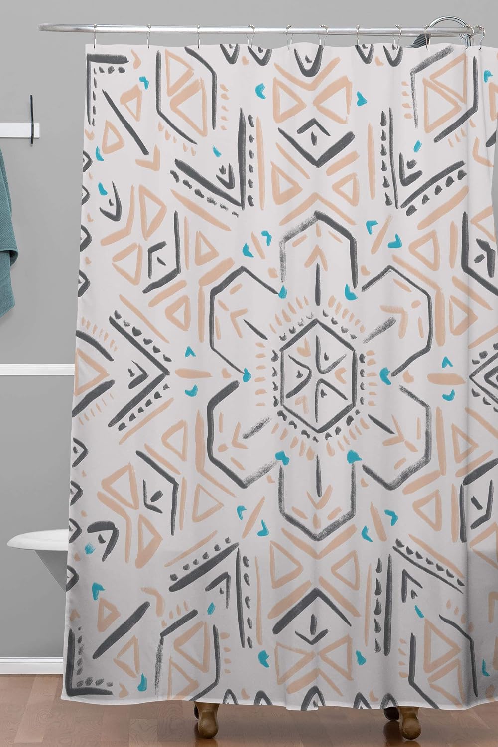 Deny Designs Schatzi Brown Line Tribal Mandala 1A Shower Curtain, 72x69, Tan