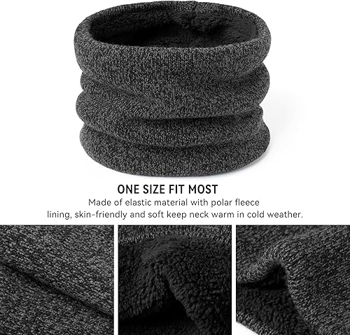 Miniatura 14 de OZERO Juego de 3 piezas de gorro de invierno y bufanda para mujeres y hombres: guantes para pantalla táctil, gorro de punto, calentador de cuello