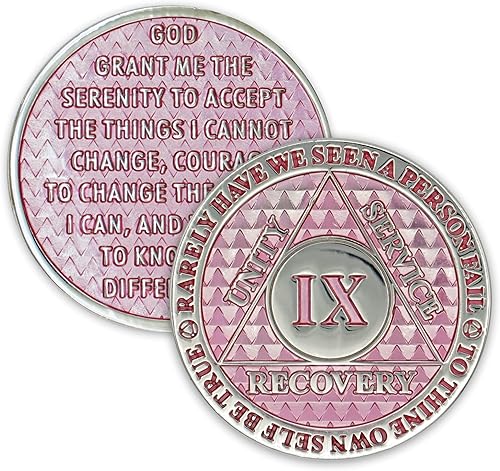 Miniatura 10 de Moneda de sobriedad de 9 años Chip AA Legacy Ficha de aniversario de recuperación de triplaca gruesa (aguamarina)