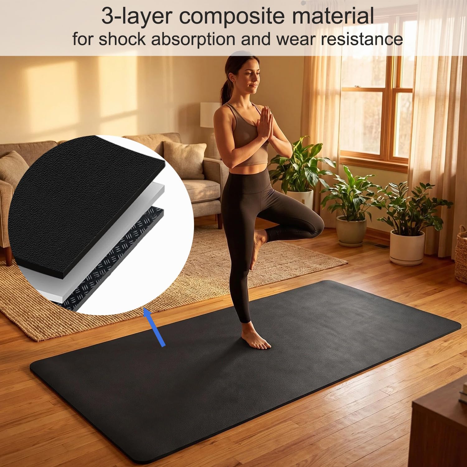 Acidea Bodenschutzmatte Fitnessgerät, 183x92cm Laufband Matte 10mm Dicke, langlebig, rutschfest & stoßdämpfend, Fitness Unterlegmatte für Crosstrainer, Gymnastikmatte, Fitnessmatte