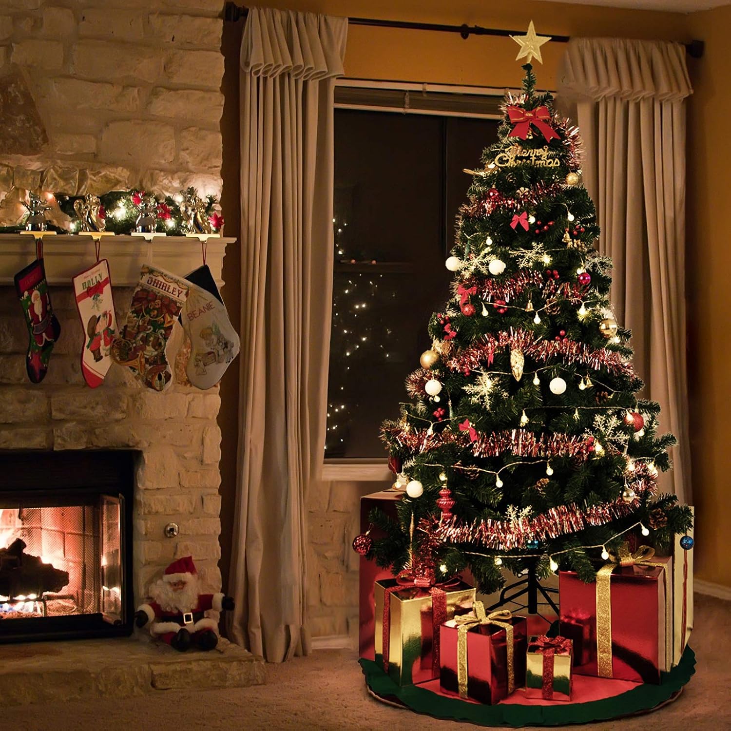 SUNCOM 6FT Christmas Tree Artificial Pine Tree for Holiday Decorations or Gifts with 1000 Branch Tips, Green