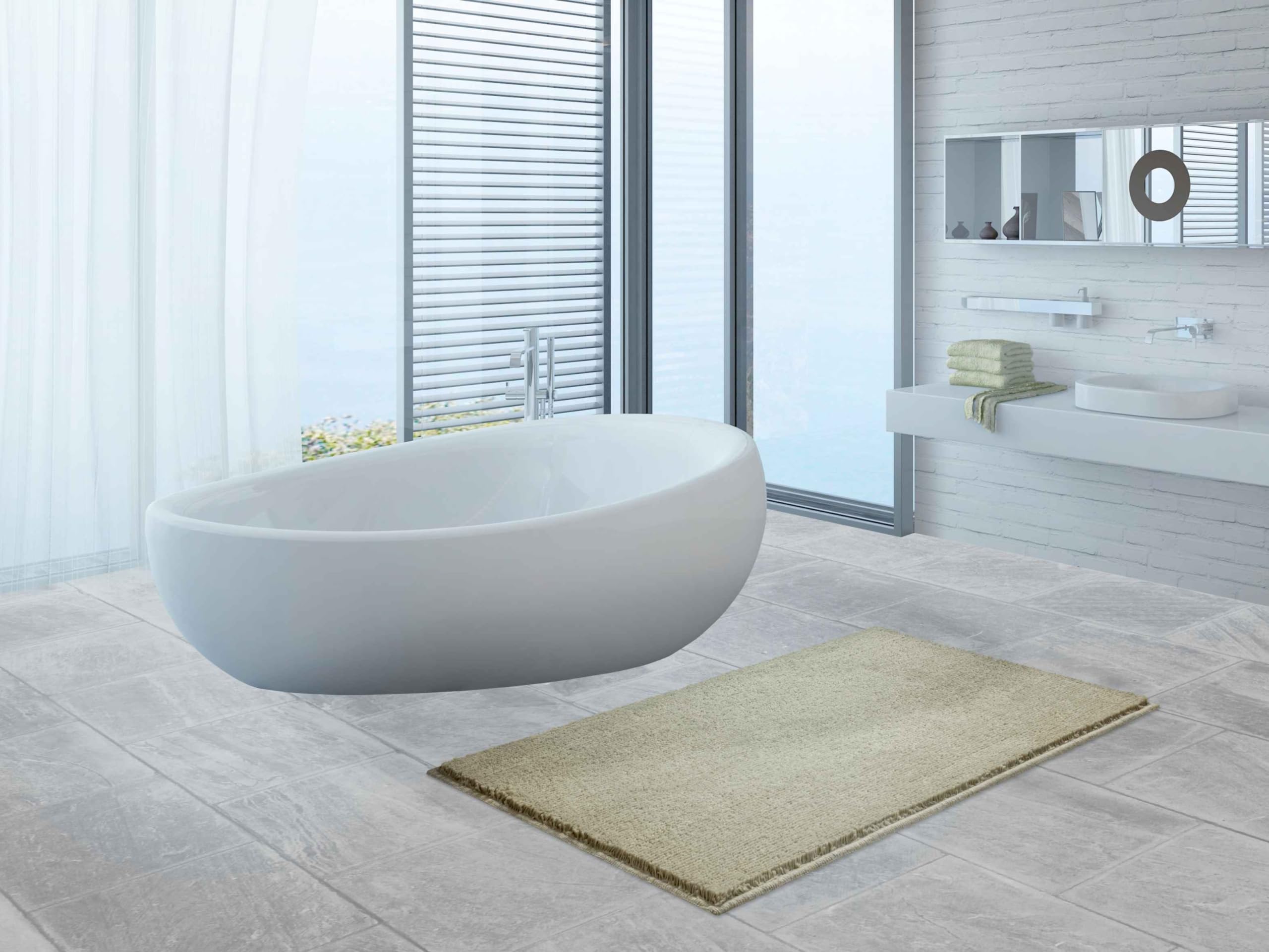 Grund Roman Lines - Tappetino da bagno, 60 x 90 cm, colore: pietra