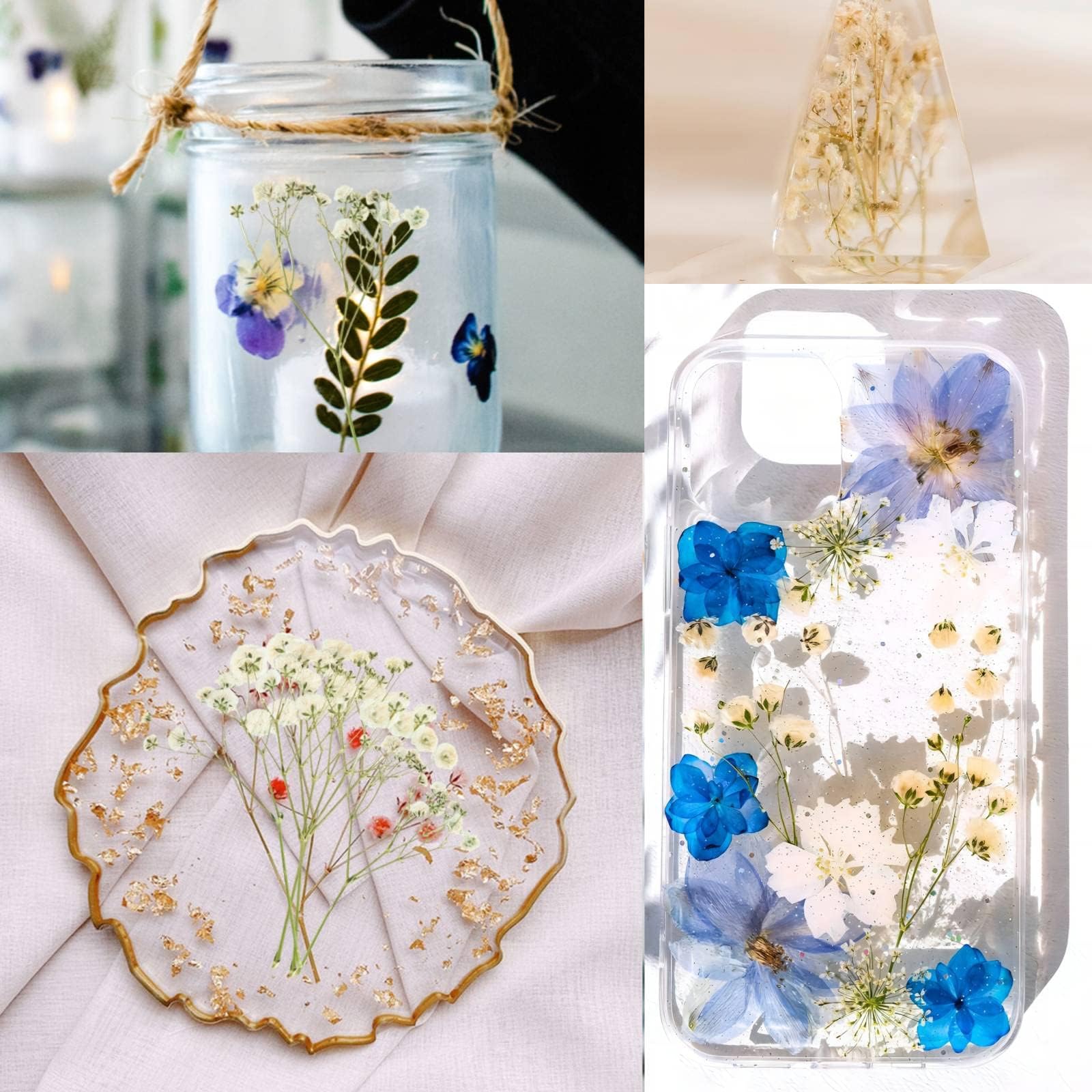 50 Fiori Secchi Gypsophila Bianchi - Fiori Pressati Naturali Per Candele, Resina, Gioielli Fai Da Te