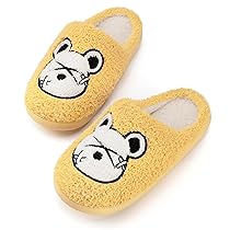 Mishansha Pantofole Donna Uomo Inverno Antiscivolo Caldo Comode Ciabatte da Casa Carino Giallo 37-38 EU