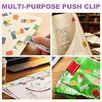 3Pcs Agrafeuse à pince portable, y compris 50 Clips colorés réutilisables, Mini Push Stapler Stampers, Push Clips réutilisables pour le papier, distributeur de clips à clam pour le bureau de l'école de documentation