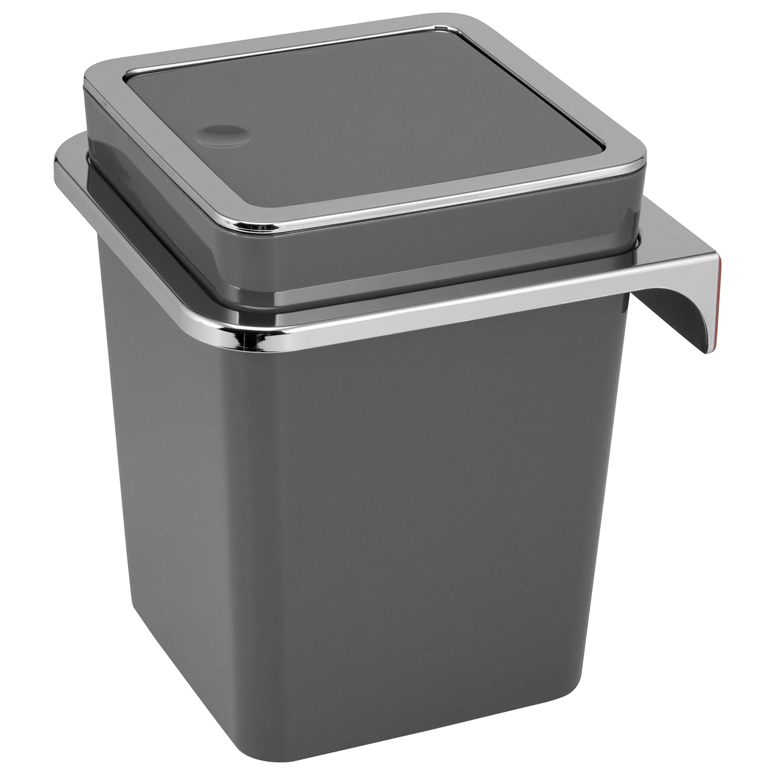 bremermannSavona Cosmetic Bin with Wall Mount / with Swing Lid / Plastic 5.5 Litres Grey Square
