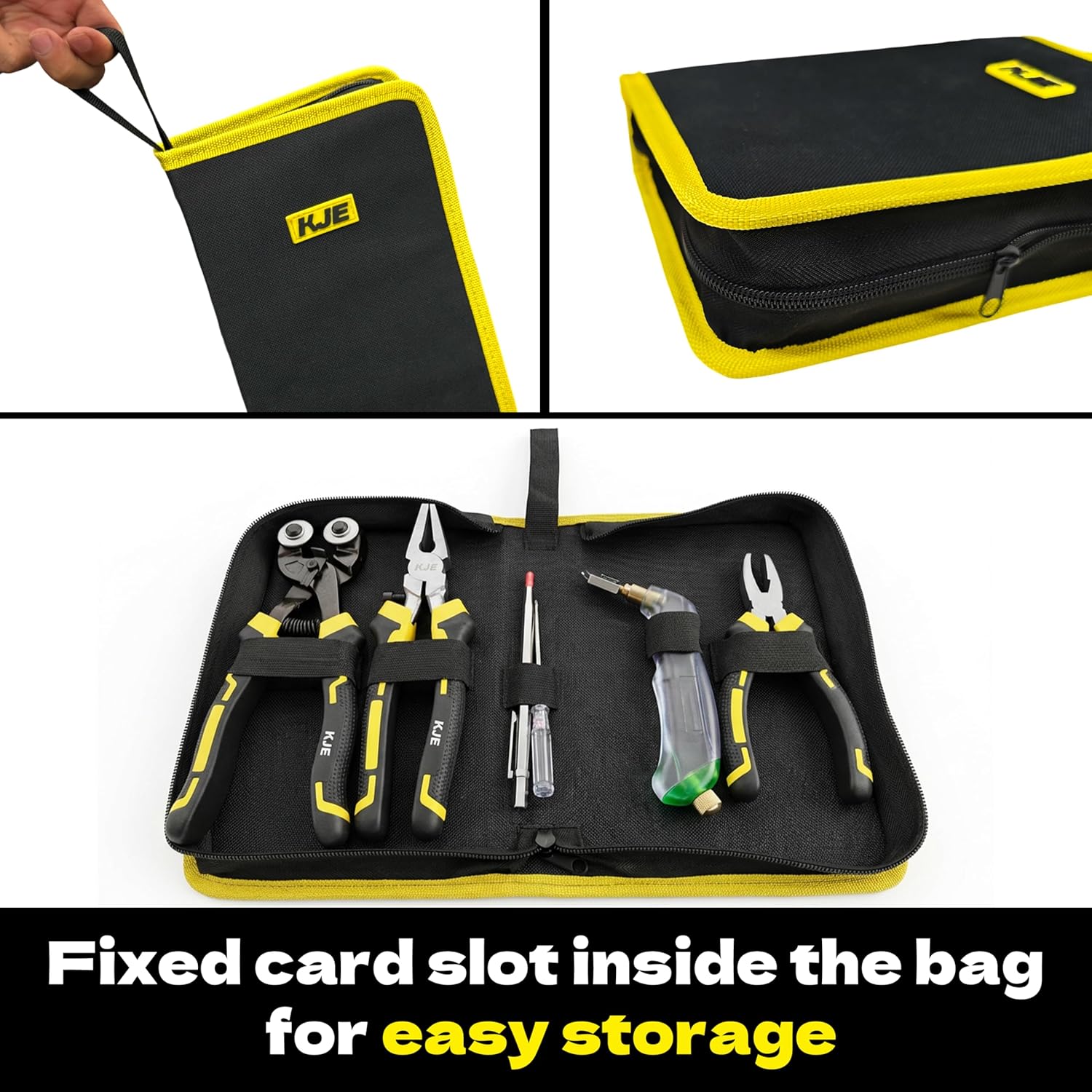 KJE 15PCS Glass Cutters Tools, 8" Wheeled Glass Tile Nippers, 8" Running Pliers, 6" Breaker Grozer Pliers, Oil Feed Glass Cutter Kit with 3 Size Cutter Head for Mosaic Cutting with Zipper Bag